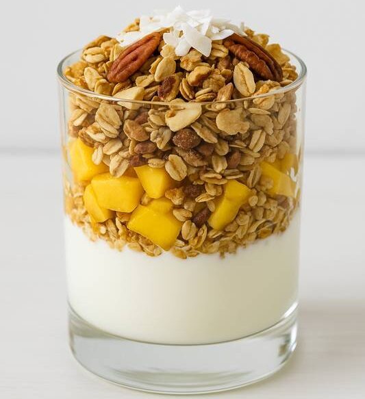 Mango Coconut Granola Parfait (with Coconut Granola)